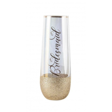 Stemless Champagne Bridesmaid Glass Rose Gold Glitter